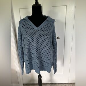Women’s Indigo Thread Co Steel Blue‎ Collared Sweater